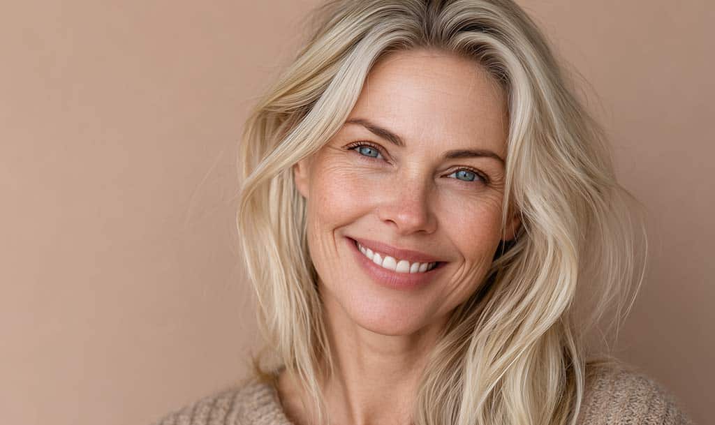 A healthy, hopeful-looking middle-aged woman who is an ideal patient candidate learning about Wegovy vs Mounjaro for weight loss.