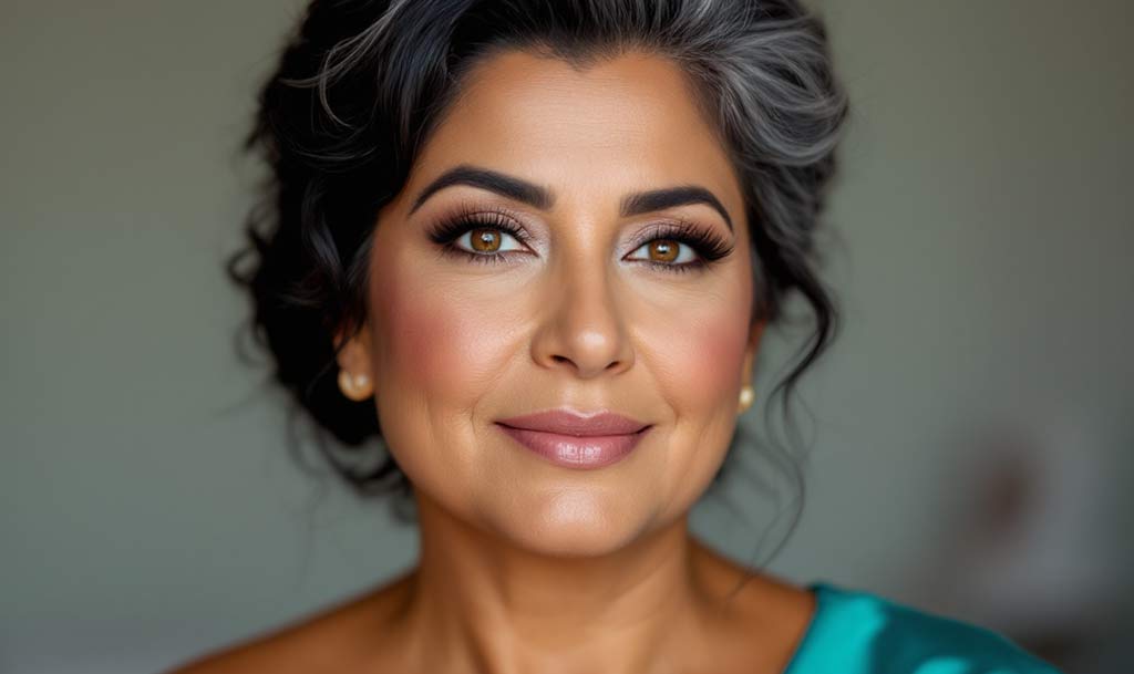 Suggested Alt Text: A mature woman with a refreshed appearance, illustrating the natural-looking results of dermal fillers for under-eye hollows.
